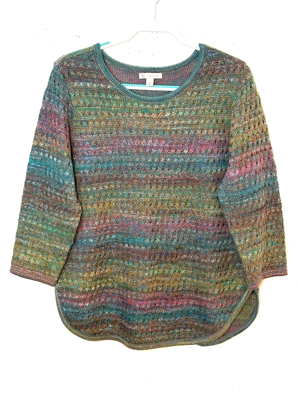 Cb Multicolor Open-Knit Lightweight Crewneck Sweater. Size XL. EUC.